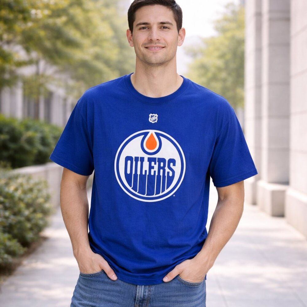 Fanatics Edmonton Oilers Royal Blue NHL Graphic T-Shirt Size XL Kane 91